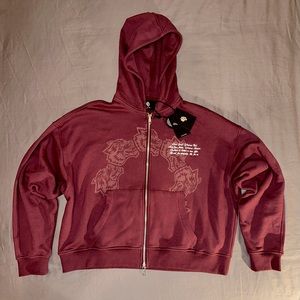 SURROUNDED DARCO DOUBLE ZIP HOODIE - RED FOG - XL